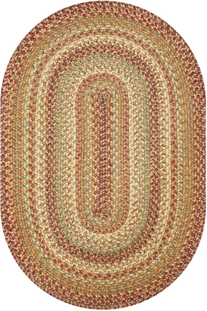 Homespice Harvest Jute Brown Braided 6x9’ Oval Rug for Living Room, Bedroom Rug and Dining Room. Pet Friendly. Decor Styles- Farmhouse Rug, Rustic, Vintage, Cottage, Primitive, Country, Boho Rug