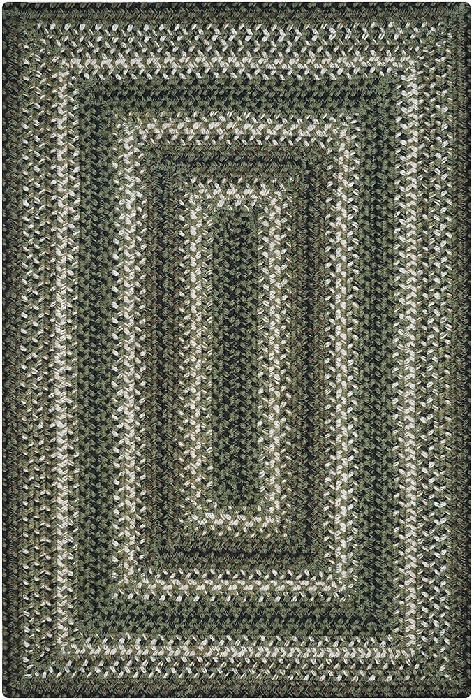 Homespice Pinecone Braided Area Rugs 6x9' – Rustic Jute Braided Green Rug for Bedroom, Living Room and Dining Area