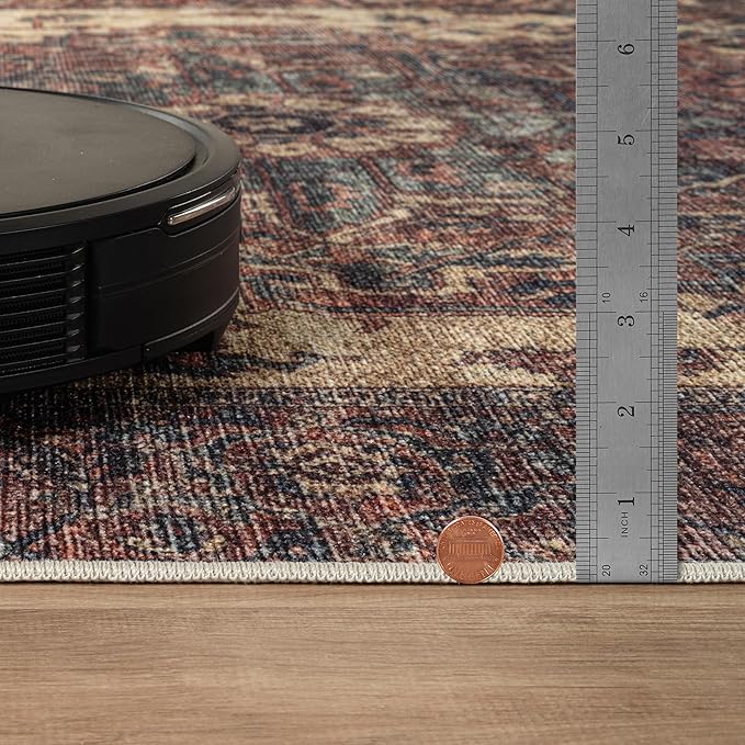 Bloom Rugs Washable Non-Slip 10x14 Rug - Beige/Terracotta Traditional Oriental Area Rug for Living Room, Bedroom, Dining Room, and Kitchen - Exact Size: 10' x 14'
