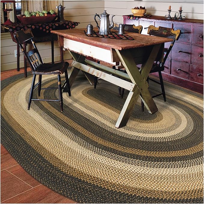 Homespice Kilimanjaro Oval Braided Rugs 5x8' - Primitive Dining Room Rugs for Under Table, Reversible, Durable and Low Maintenance No-Shed Jute