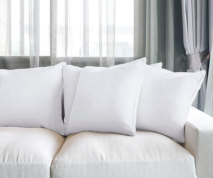 Utopia Bedding Throw Pillows (Set of 4, White), 24 x 24 Inches Pillows for Sofa, Bed and Couch Decorative Stuffer Pillows