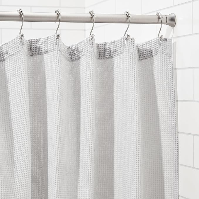 Amazon Basics Tension Curtain Rod, Adjustable 78-108" Width - Nickel, Classic Finial