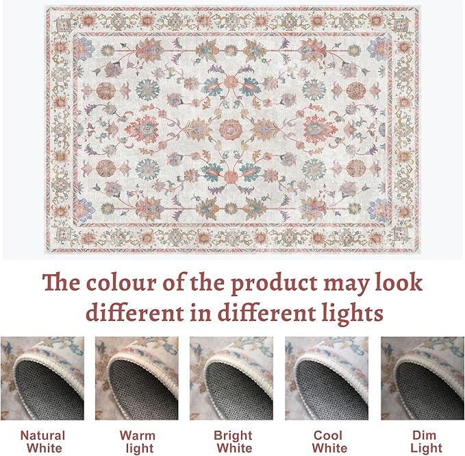 Tangsoo Runner Rug Hallway 2.6x8 Washable Carpet Runner Boho Vintage Floral Distressed Print Non Slip Soft Low-Pile Indoor Rug for Kitchen, Entryway, Bedroom, Laundry, Hallway Runner (Home Decor)