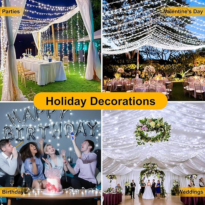 100FT 300 LED Christmas Lights Plug in,Cool White Waterproof Fairy Lights with Timer/8 Modes, Christmas Tree Lights Lighting Outdoor Indoor Garden Party Wedding Christmas Tree Decoration