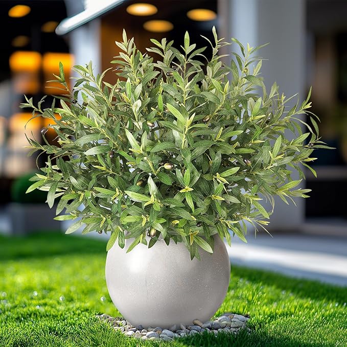 Fake Plants Artificial Olive Branches Faux Greenery Olive Branches for Vases Tree Branches Greenery Stems Silk Plants Faux Greenery Stems for Home Decor Room Office Decor 24PCS 25.6In(No Vase)