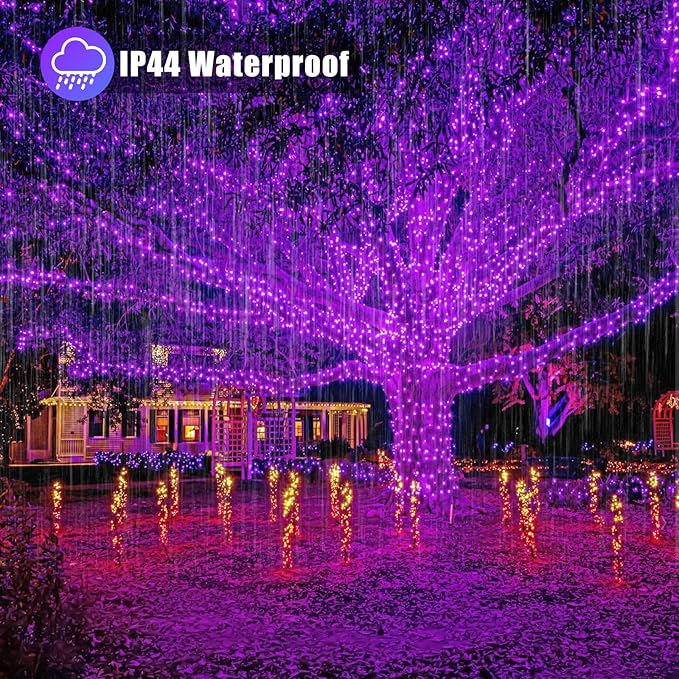 200 LED Purple Christmas Lights Outdoor Waterproof 66ft String Lights Indoor Clear Wire with 8 Modes Plug in Twinkle Fairy Light for Party Xmas Tree Decorations