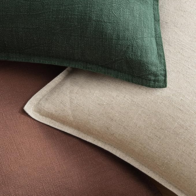 EMEMA Christmas Throw Pillow Covers Decorative Linen Pillow Covers 20x20 Inch Green Boho Farmhouse Neutral Couch Throw Pillows for Bed Pack of 2 Accent Pillowcase Modern Sofa Cushion Livingroom Home