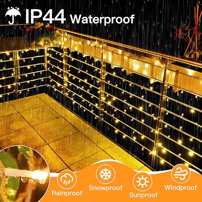 328FT 1000 LED Christmas Lights Outdoor Waterproof, Timer & Memory Function, 8 Modes Warm White String Lights Plug in Twinkle Lights for Xmas Tree Holiday Garden Party Decor