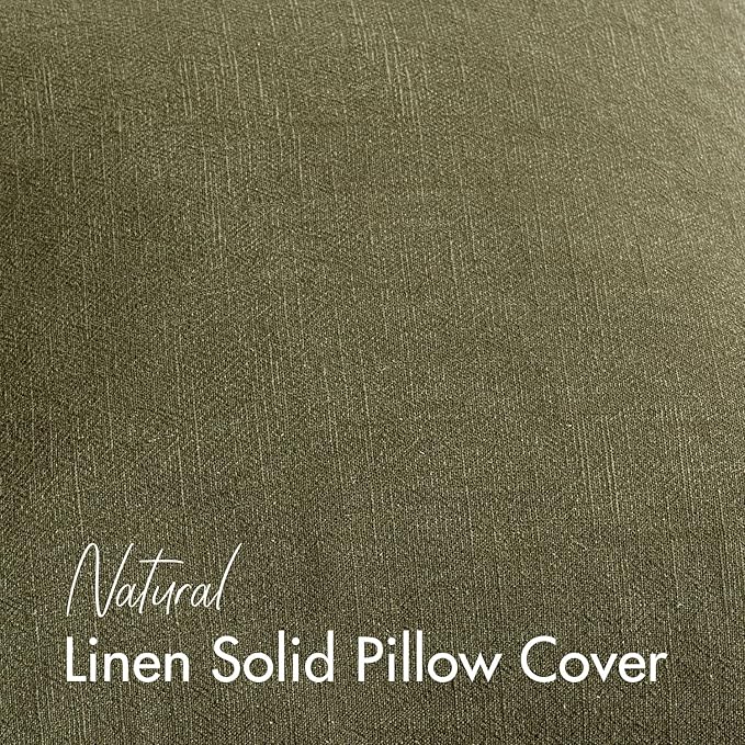 Woaboy 24x24 Inch Set of 2 Euro Decorative Linen Solid Throw Pillow Covers Boho Accent Farmhouse Christmas Pillowcases Modern Netural Home Decor for Couch Sofa Living Room Bed,Olive Green