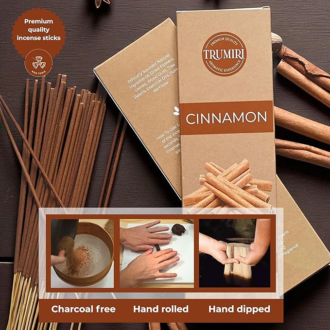 Cinnamon Incense Sticks - Pack of 100 Insence-Sticks - Incienso De Canela Made with Natural Inscent Ingredients - Scented Insense Non Toxic Incents