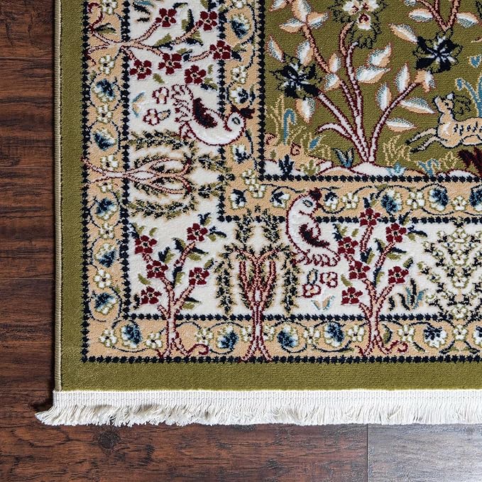 Unique Loom Narenj Collection Area Rug - Bristol (2' 7" x 7' 1" Runner, Green/ Ivory)