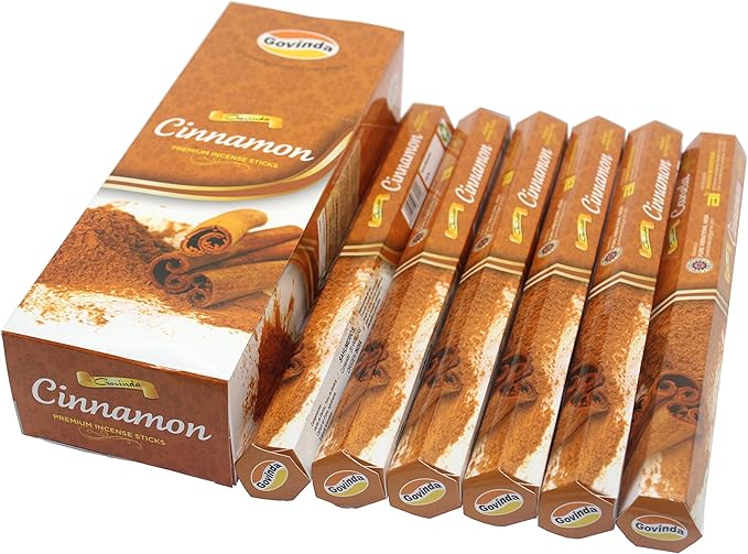 Govinda Incense - 120 Incense Sticks, Premium Incense, Masala Coated (Cinnamon)