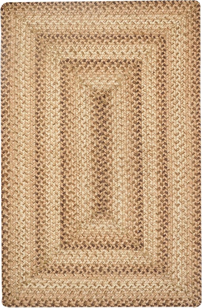 Homespice Cookie Dough Brown Braided Rugs 27x45 - Jute Braided Country Kitchen Rugs for Rustic Decor