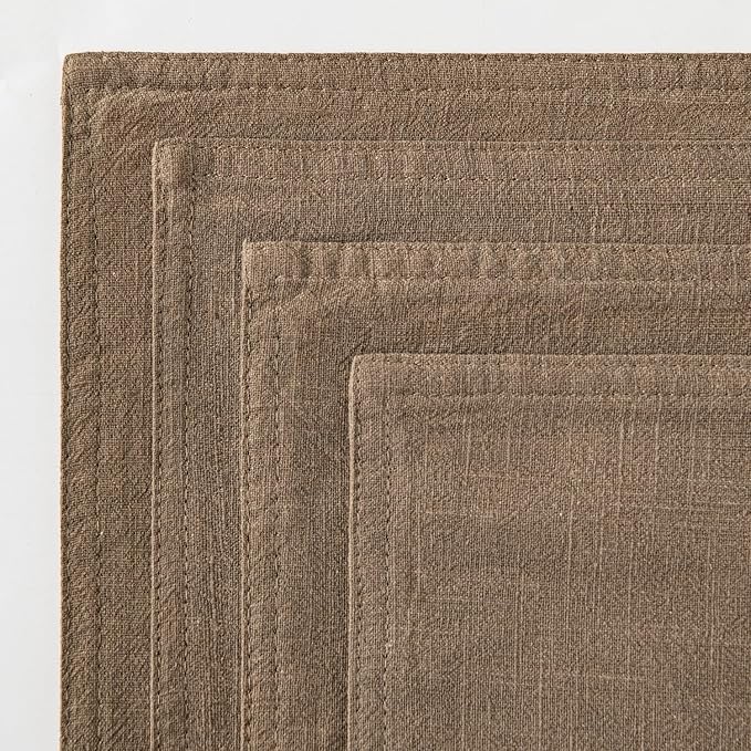 MIULEE Khaki Linen Pillow Covers Pack of 4 Decorative Natural Solid Throw Pillow Covers Soft Accent Boho Farmhouse Couch Pillowcases Modern Home Decors for Living Room Bed Sofa 24x24 Inch