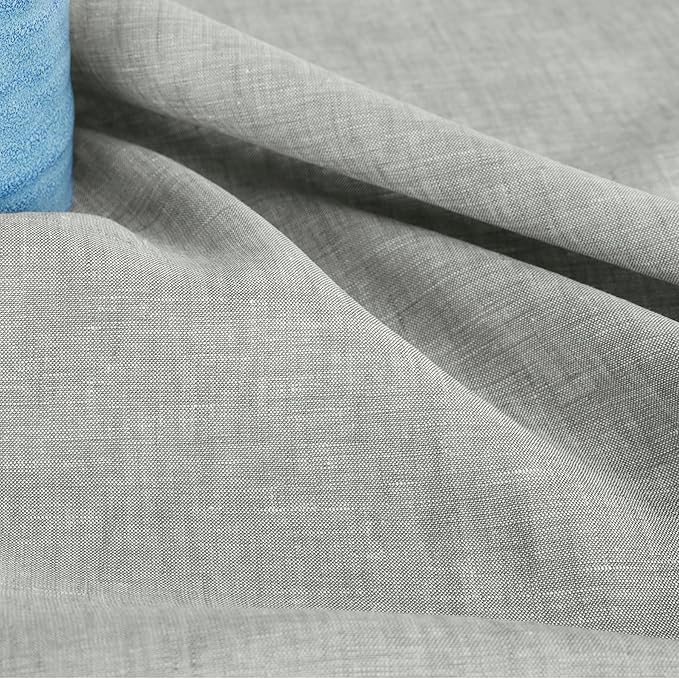 Solino Home Linen Table Runner 72 Inches Long - Athena, 100% Pure Linen Chambray Grey Table Runner 14 x 72 Inch for Dining