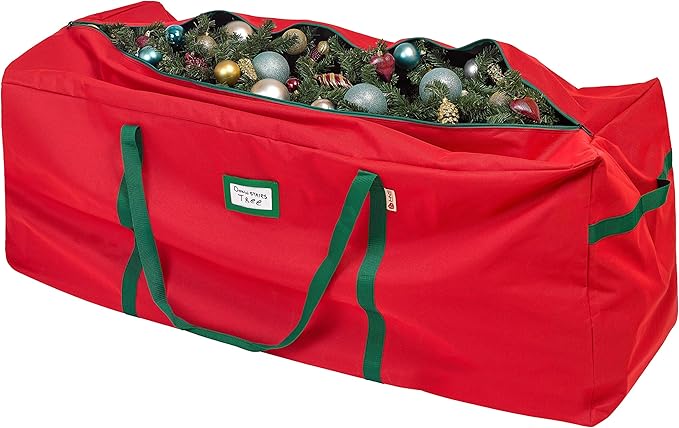 HOLDN’ STORAGE Christmas Tree Bag Heavy Duty 600D Oxford - Christmas Tree Bags Storage Fits Up To 9Ft, Extra Wide, Waterproof Storage Bags with Reinforced Handles & Zipper - Red