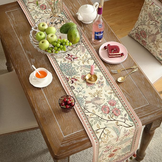 patdrea Velvet French Table Runner Farmhouse for Home Kitchen Dining Decor Parties Family Dinners Wedding 12"*102"