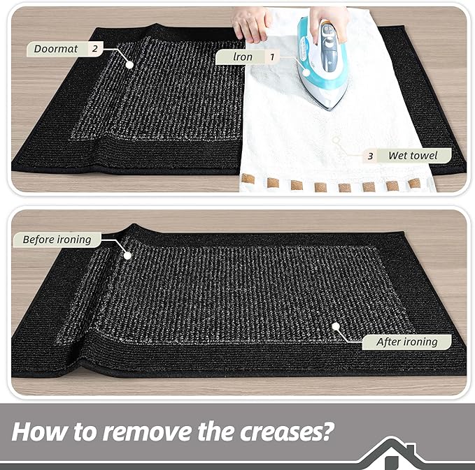 BEQHAUSE Indoor Door Mat 24" x 60", Dirt Trapper Door Mats Non-Slip Entryway Rugs Washable, Resist Dirt Absorbent Welcome Mat, Low Profile Floor Mats for Front Back Door and Entryway, Black