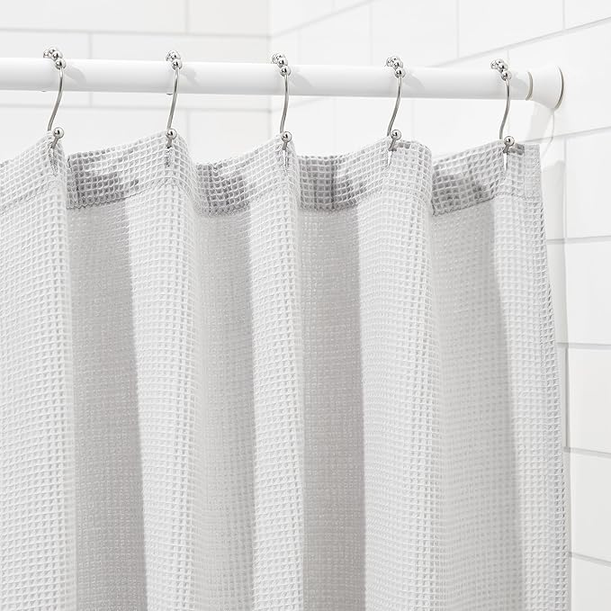 Amazon Basics Adjustable Tension Curtain Rod, 78-108" Width - White, Classic Finial