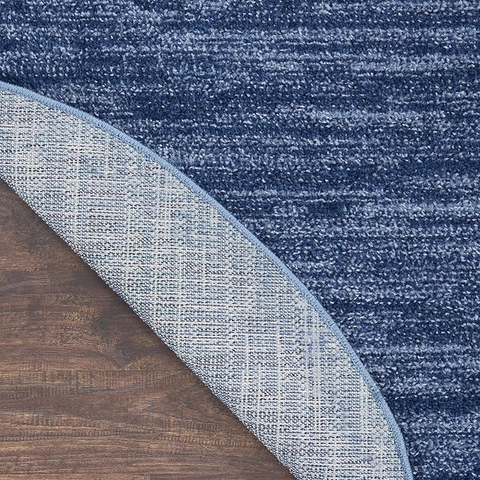 Nourison Home Essentials Indoor/Outdoor Navy Blue 6' x 9'Oval Area Rug, Easy Cleaning, Non Shedding, Bed Room, Living Room, Dining Room, Backyard, Deck, Patio (6x9 Oval)