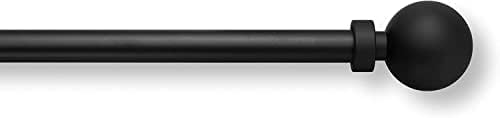 MODE Simplicity Collection 5/8" Diameter Curtain Rod Set with Modern Ball Curtain Rod Finials (Matte Black, Fits 36” to 72” Windows)