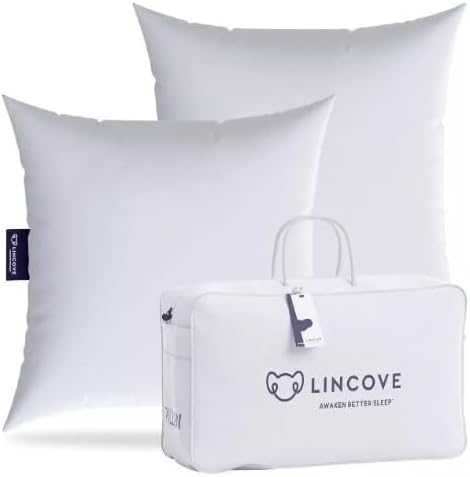 Lincove Euro Throw Pillow Insert Square 12"x20" Pillow – Made in Canada, 100% Cotton Shell, Down Alternative Filling, Vegan-Friendly, Hypoallergenic - Decorative Couch Pillows, 2 Pack