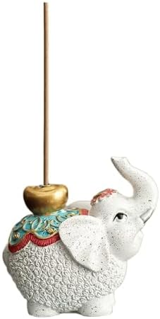 1pcs Lucky Elephant Incense Holder, Handcrafted Ceramic Incense Burner for Good Luck & Wish Fulfillment, Chinese Zen Style Home Decor for Desk, Altar & Tea Table