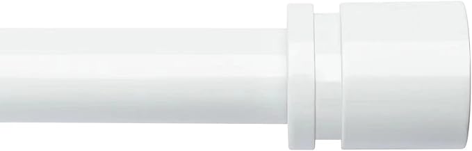 Curtain Rods for Windows 16 to 28 or 40 Inches Max Adjustable Length 1 Inch Diameter Window Curtain Rod with Aluminium End Cap, White
