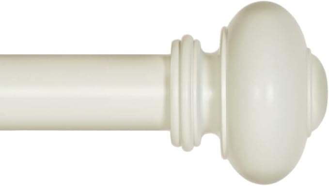 Ivilon Drapery Window Curtain Rod - Knob Design, 1 Inch Rod, 16 to 28 Inch (Side Curtain Rod), Ivory/White