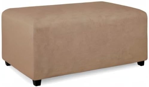 PureFit Super Stretch Soft Form Fit Ottoman Cover Rectangle - Ottoman Slipcovers for Foot Stool & Folding Storage Furniture for Living Room with Nonslip Elastic Bottom (Small, Camel)
