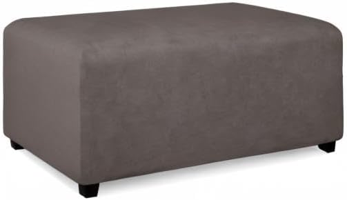 PureFit Super Stretch Soft Form Fit Ottoman Cover Rectangle - Ottoman Slipcovers for Foot Stool & Folding Storage Furniture for Living Room with Nonslip Elastic Bottom（Large, Taupe）