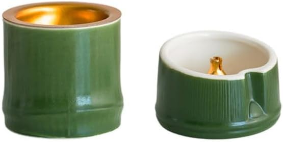 Incense Holder Modern Minimalist Circular Incense Stick Burner for Cones or Sticks for Yoga & Meditation, Enhance Atmosphere,Ceramic Ash Catcher Bamboo 2pcs