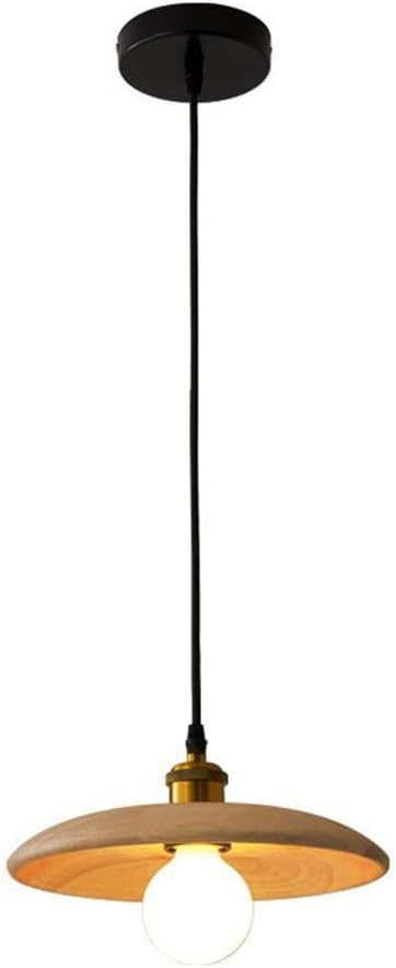 Modern Nordic Minimalist Solid Wood Pendant Light Japanese Style Disc Hanging Lamp Natural Wood Finish Pendant Lamp for Dining Room Kitchen Island Bedroom Lighting