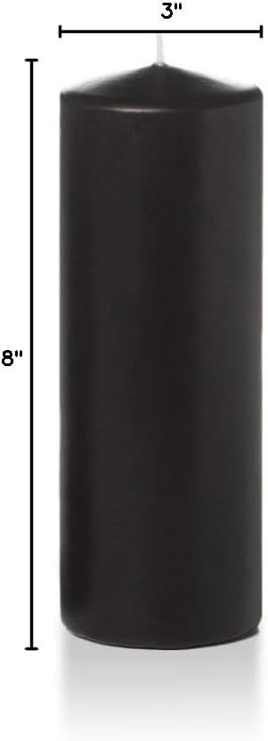 yummi 3" x 8" Black Round Pillar Candles - 3 per Pack