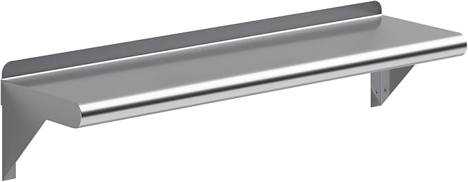AmGood 8" X 30" Stainless Steel Wall Shelf | Metal Shelving | Garage, Laundry, Storage, Utility Room | Restaurant, Commercial Kitchen | NSF