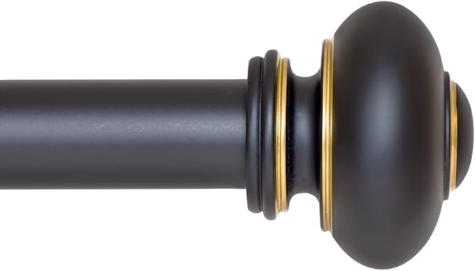 Ivilon Drapery Window Curtain Rod - Knob Design, 1 Inch Rod, 16 to 28 Inch (Side Curtain Rod), Antique Black