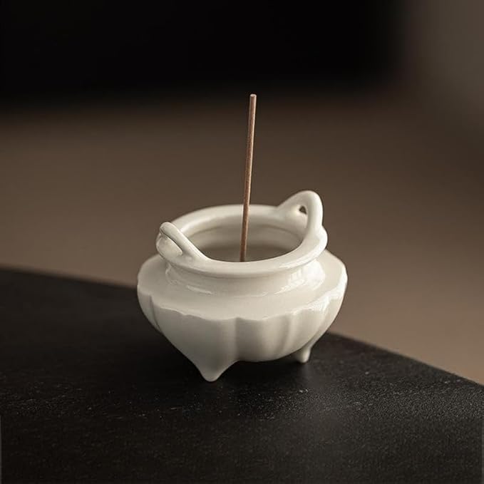 Incense Holder Modern Minimalist Circular Incense Stick Burner for Cones or Sticks for Yoga & Meditation, Enhance Atmosphere,Ceramic Ash Catcher White-7