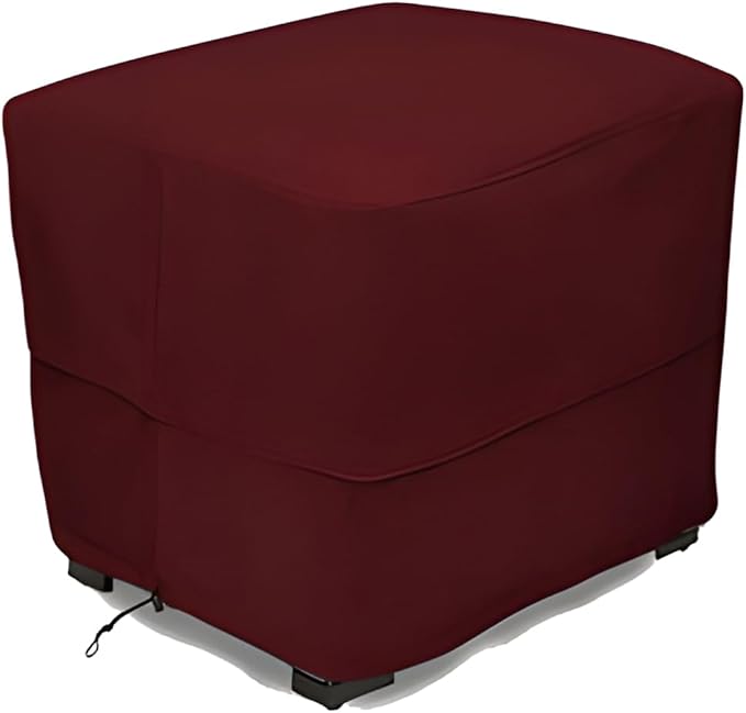 Eevelle Patio Square Ottoman Cover with Marine Grade Fabric - Waterproof Outdoor Ottoman Cover - Furniture Set Covers for Ottoman - Easy to Install - (25.5" H x 42" L x 42" W, Burgundy)