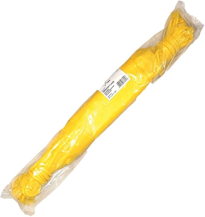 Pennant Banner Flags - OSHA 500lb Rated Safety Rooftop Flagging Traffic Party & Events - 105ft Strand Fade Resistant (Yellow, 12"x18"x105ft)