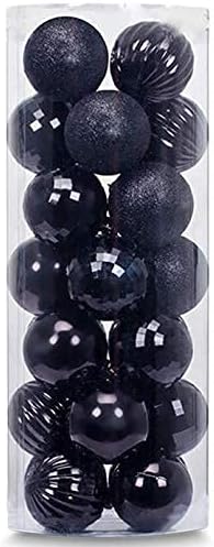 28ct Shatterproof Christmas Ball Ornaments in 4 Classic Finishes for Christmas Tree Decoration (Black, 2.36“ Regular Size)