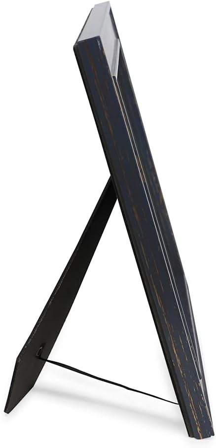 Isaac Jacobs 8x10 Navy w/Gold (Vertical & Horizontal) Double Border Picture Frame w/Black Fabric Easel, Wall-Mountable, Made for Tabletop & Gallery, Home or Office (8x10, Navy W/Gold)