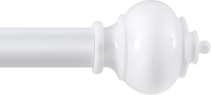 H.VERSAILTEX Curtain Rods for Windows 16.2 to 59.4 Inches 1 inch Diameter Adjustable Decorative Telescoping Curtain Rod with Brackets Heavy Duty Splicing Window Rods with Decorative Finials, White