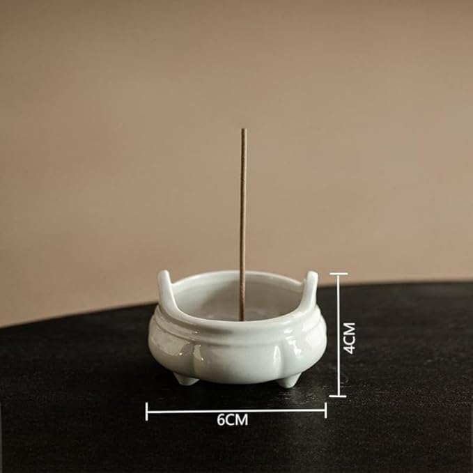Incense Holder Modern Minimalist Circular Incense Stick Burner for Cones or Sticks for Yoga & Meditation, Enhance Atmosphere,Ceramic Ash Catcher White-1