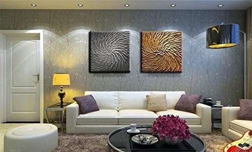 YaSheng Art - Abstract Art Oil Paintings on Canvas Silver Gray Gradient color Abstract Artwork Modern Home Decor Canvas Wall Art Ready to Hang for Living Room Bedroom 24x24 Inch
