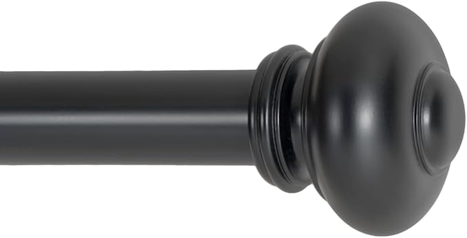 Ivilon Drapery Window Curtain Rod - Knob Design, 1 Inch Rod, 28 to 48 Inch. Black