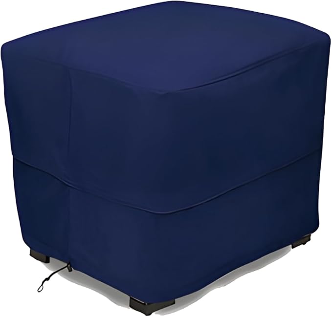 Eevelle Patio Square Ottoman Cover with Marine Grade Fabric - Waterproof Outdoor Ottoman Cover - Furniture Set Covers for Ottoman - Easy to Install - (15" H x 19" L x 19" W, Navy)