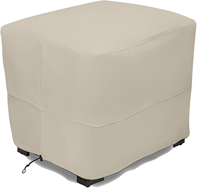 Eevelle Patio Rectangular Ottoman Cover with Marine Grade Fabric - Waterproof Outdoor Ottoman Cover - Furniture Set Covers for Ottoman - Easy to Install - ( 17"H x 32"L x 22"W, Khaki)