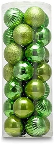 Small Size 28ct shatterproof Christmas Ball Ornaments in 4 Classic finishes for Christmas Tree Decoration (Lime Green, 1.57“ Mini Size)