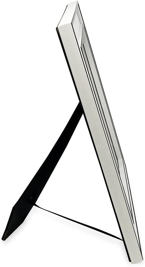 Isaac Jacobs 8x10 White w/Black (Vertical & Horizontal) Double Border Picture Frame w/Black Fabric Easel, Wall-Mountable, Made for Tabletop & Gallery, Home or Office (8x10, White W/Black)
