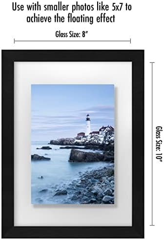Americanflat 8x10 Floating Picture Frame with Polished Crystal-Clear Glass - Use as 5x7 Picture Frame or Display 4x6 Photo - Signature Float Collection - Photo Frames for Tabletop or Wall - Black